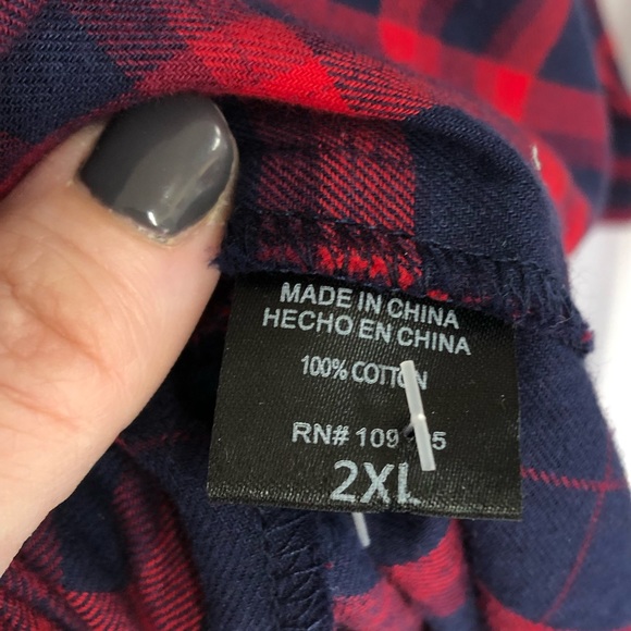 Annabelle button front dress with cinch waist red plaid gray 2X - Picture 2 of 5